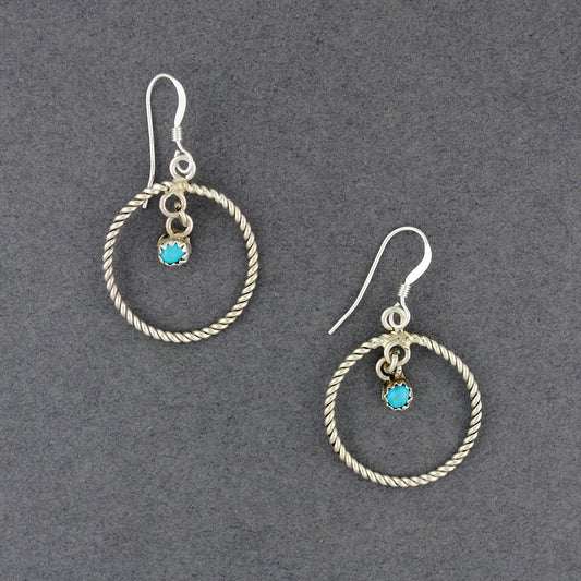 Sterling Silver Turquoise in Hoop Earrings