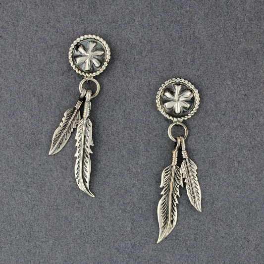 Sterling Silver Feather Dangle Earrings