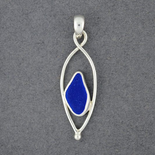 Sterling Silver Droplet Sea Glass Pendant