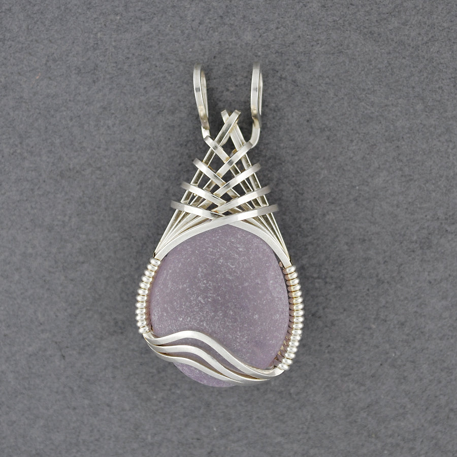 Sterling Silver Red Sea Glass Weave Pendant