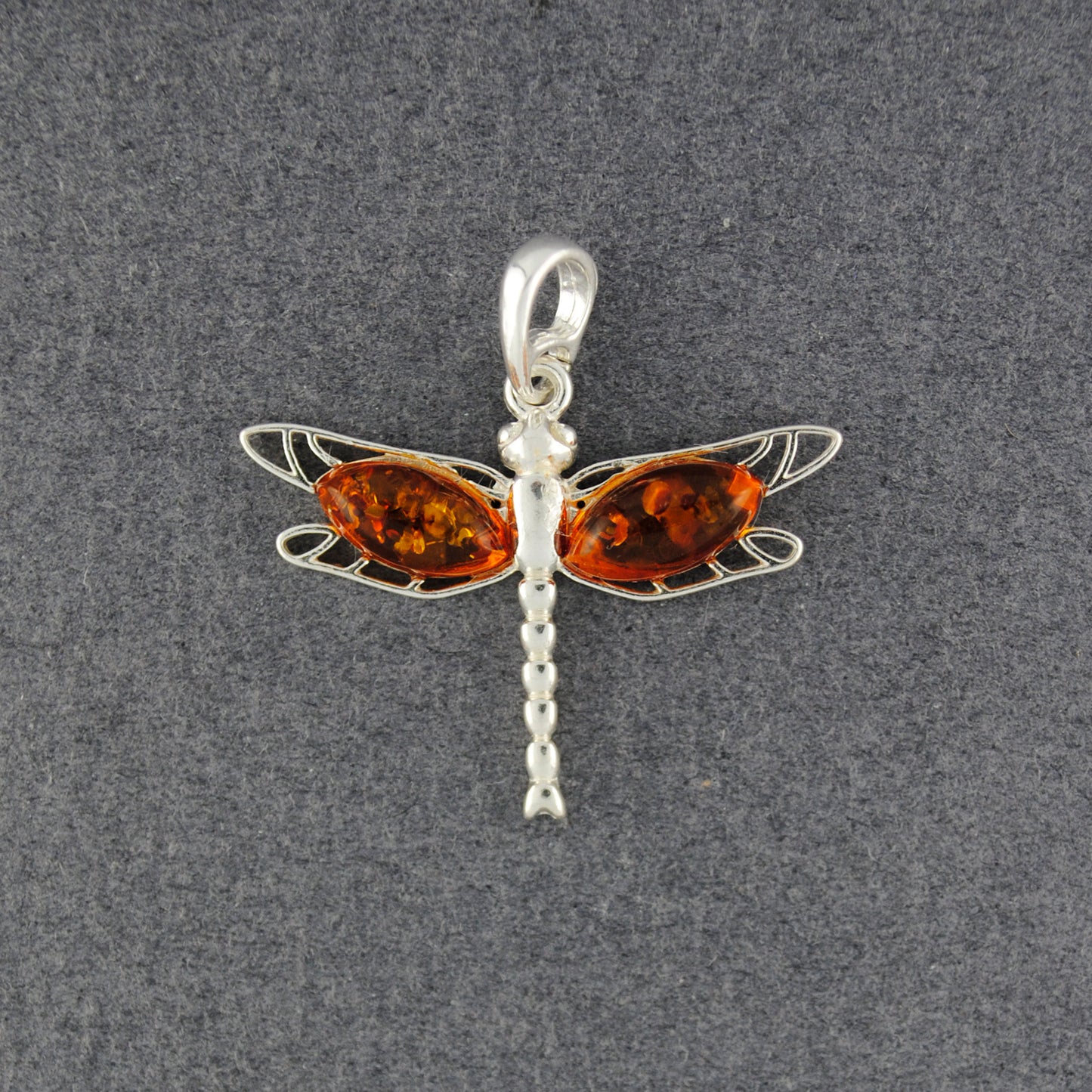 Amber Small Stylized Dragonfly Pendant