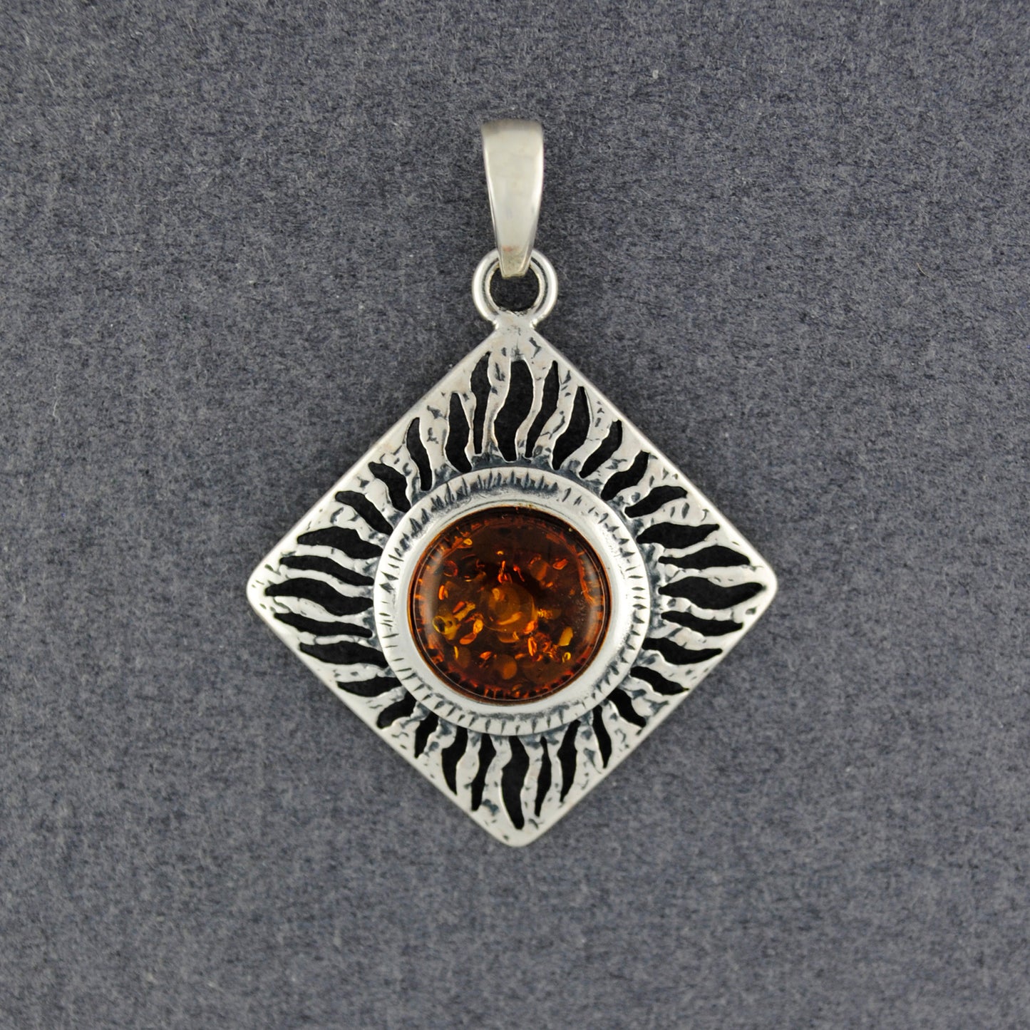 Amber Sun in Diamond Pendant