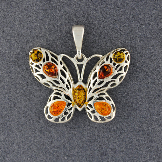Multi Amber Large Butterfly Pendant