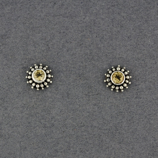 Citrine Dotted Post Earrings