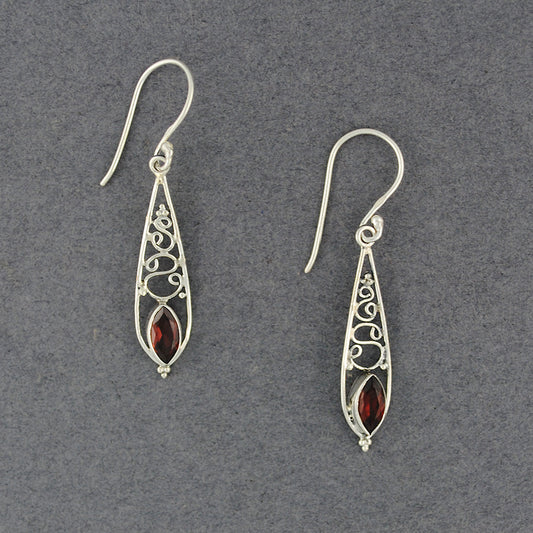 Garnet Long Drop Earrings