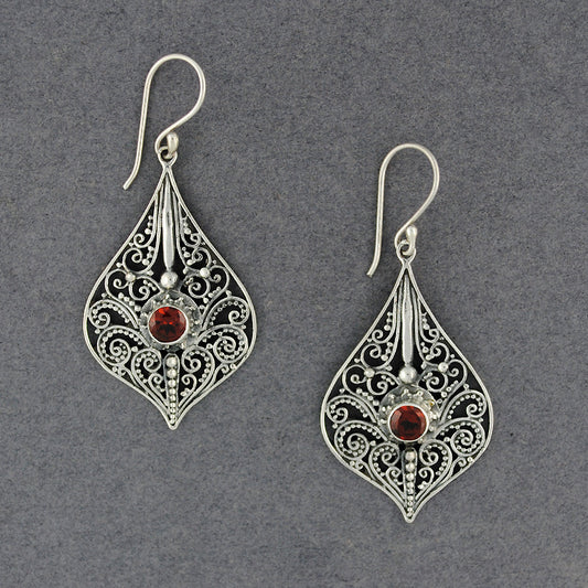 Garnet Ornate Dangle Earrings