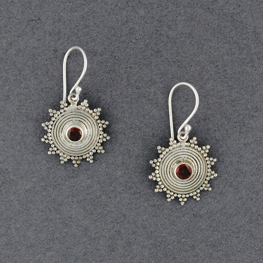 Garnet Circles and Dots Earrings
