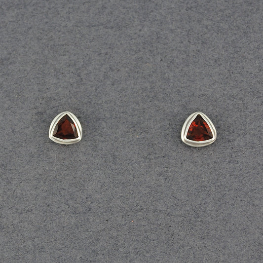 Garnet Triangle Post Earrings