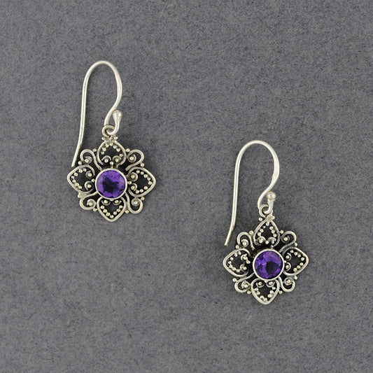 Amethyst Stylized Flower Earrings