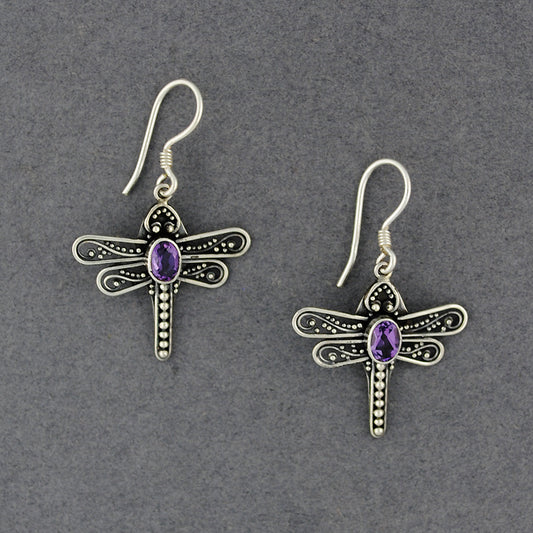 Amethyst Dragonfly Earrings