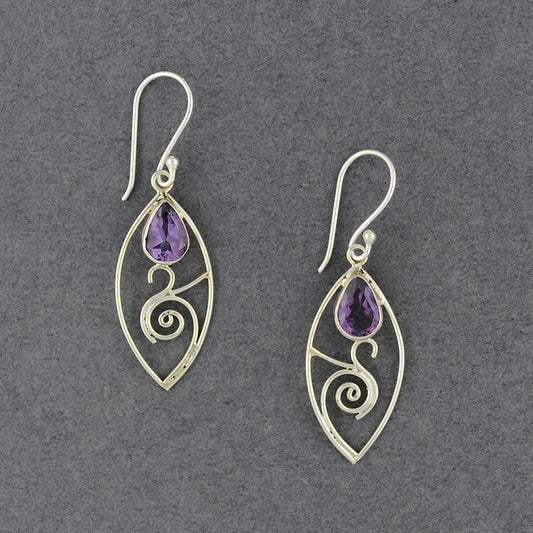 Amethyst Spiral in Drop Earrings