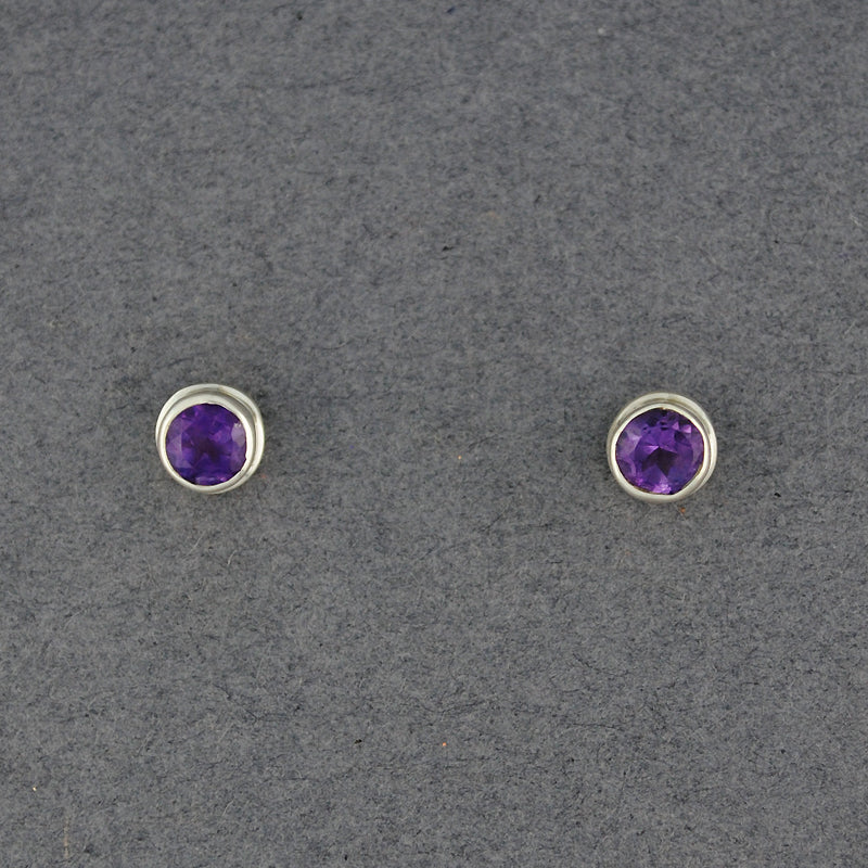 Amethyst Round Post Earrings
