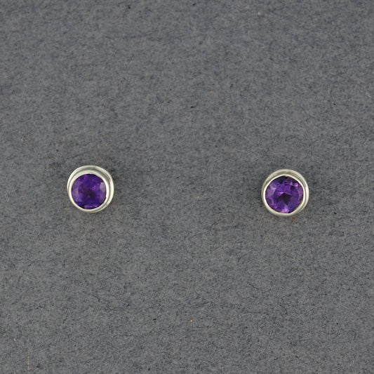Amethyst Round Post Earrings