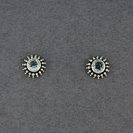 Blue Topaz Dotted Post Earrings
