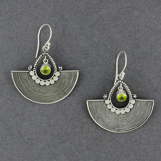 Peridot Ornate Fan Earrings
