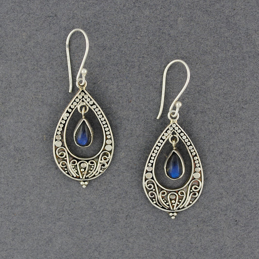Labradorite Ornate Teardrop Earrings