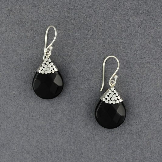 Onyx Dotted Teardrop Earrings