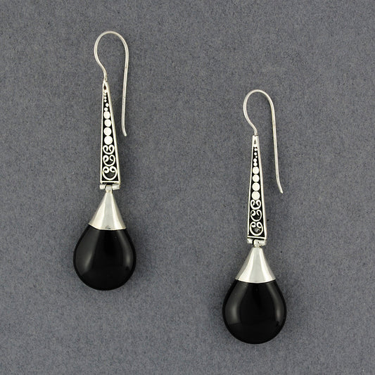 Onyx Long Teardrop Earrings