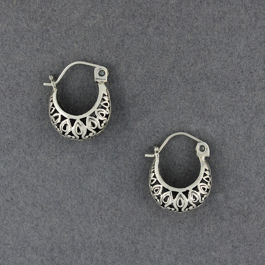 Sterling Silver Small Detailed Hoop Earrings