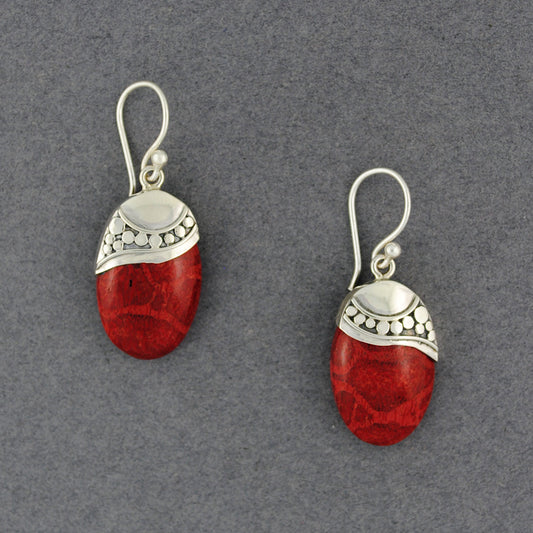 Coral Dotted Wave Oval Earrings