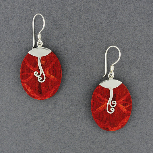 Coral Oval with Swirls Earrings