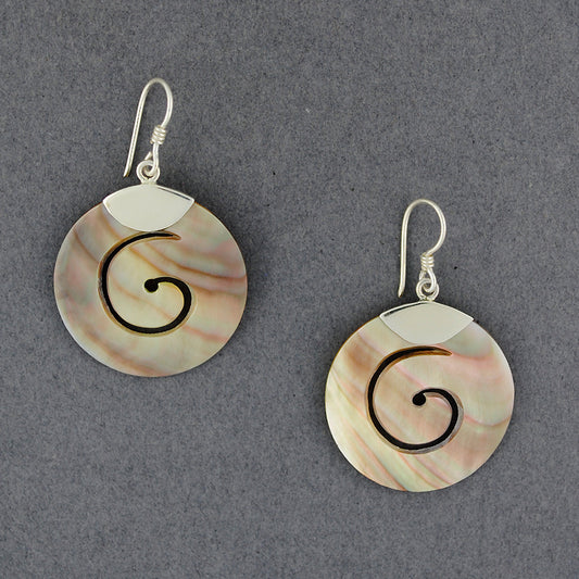 Black Mother of Pearl Thick Spiral Earrings