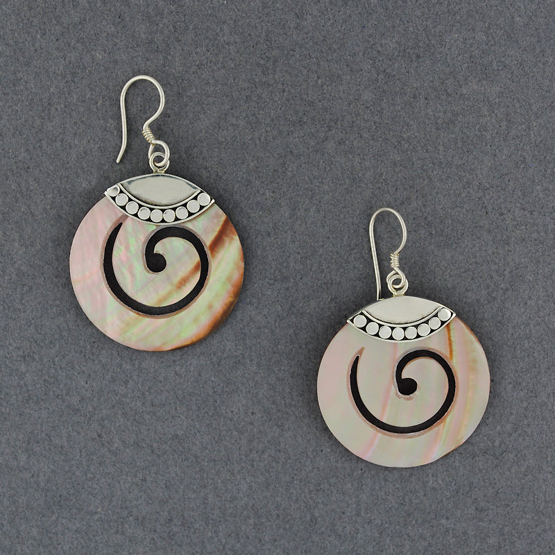 Pink Mother of Pearl Thick Spiral Earrings