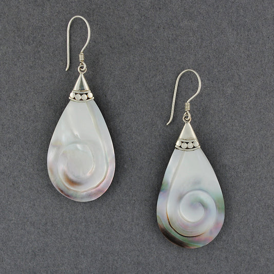 Black Mother of Pearl Carved Teardrop Earrings