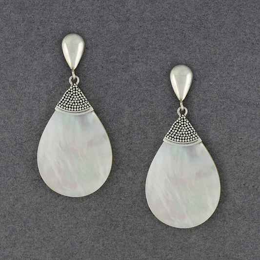 Mother of Pearl Dotted Teardrop Post Earrings