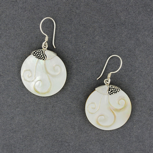 Mother of Pearl Carved Swirl Earrings