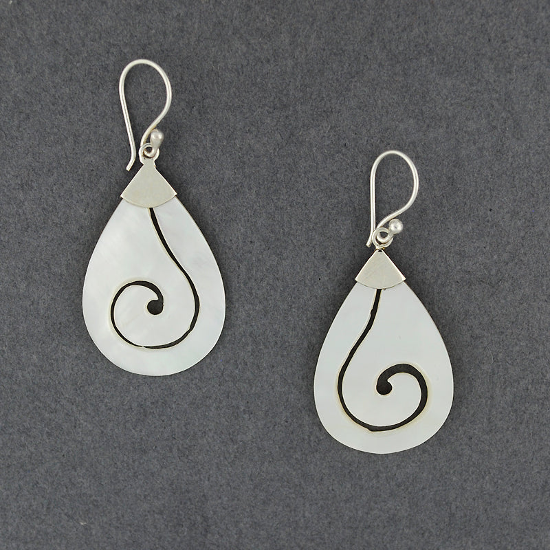 Mother of Pearl Cut Spiral Teardrop Earrings