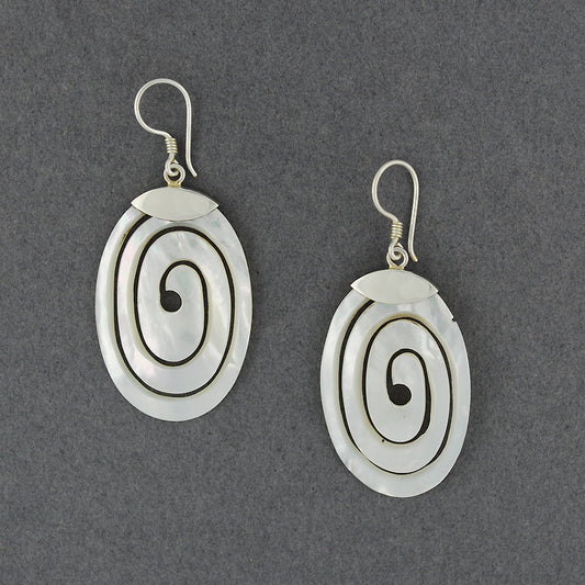 Mother of Pearl Cut Spiral Oval Earrings