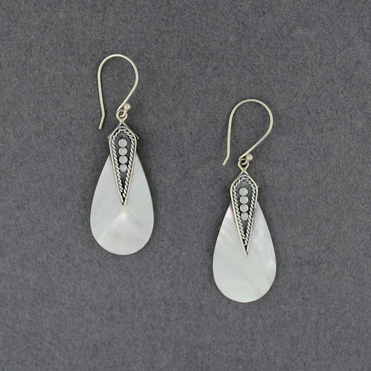 Mother of Pearl Dots and Twist Teardrop Earrings