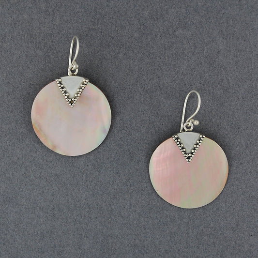 Pink Mother of Pearl Circle Earrings