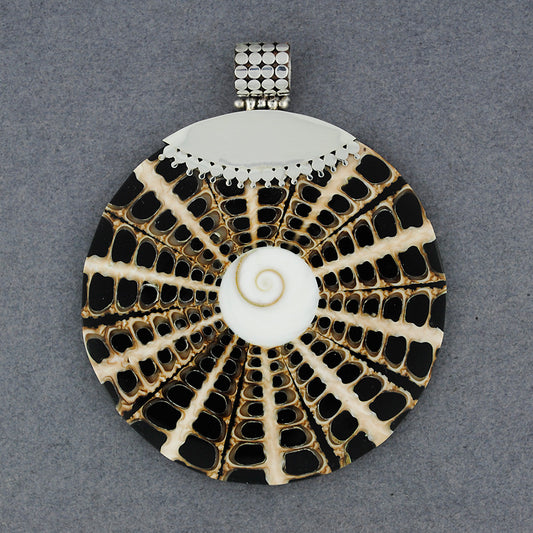 Shiva's Eye Black & Tan Dotted Mosaic Pendant