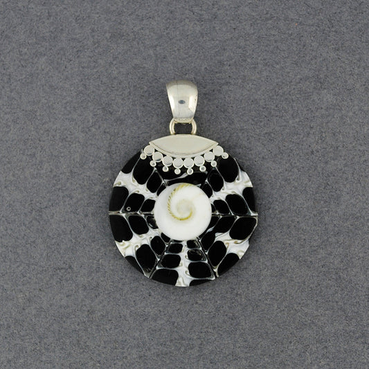 Black and White Mosaic Shiva's Eye Pendant
