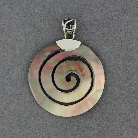 Black Mother of Pearl Spiral Pendant
