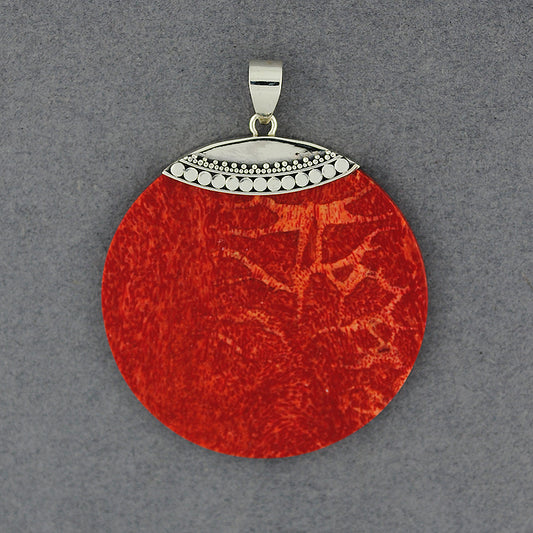 Coral Dotted Disc Pendant