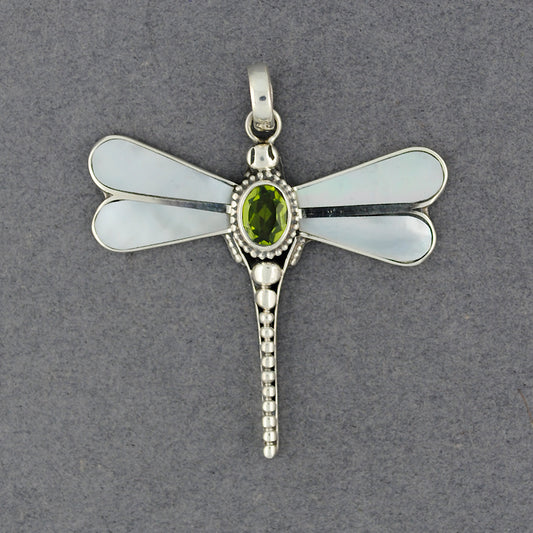 Mother of Pearl & Peridot Dragonfly Pendant
