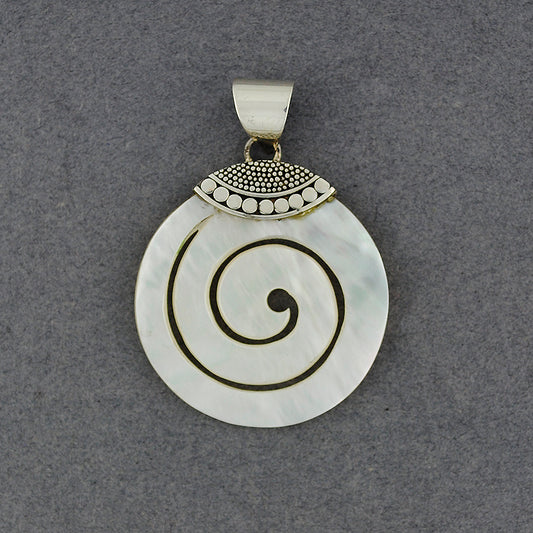 Mother of Pearl Multi Dot Spiral Pendant