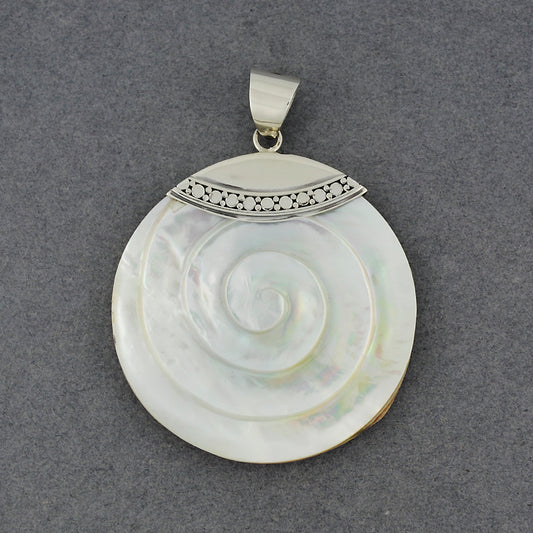 Mother of Pearl Carved Spiral with Dots Pendant