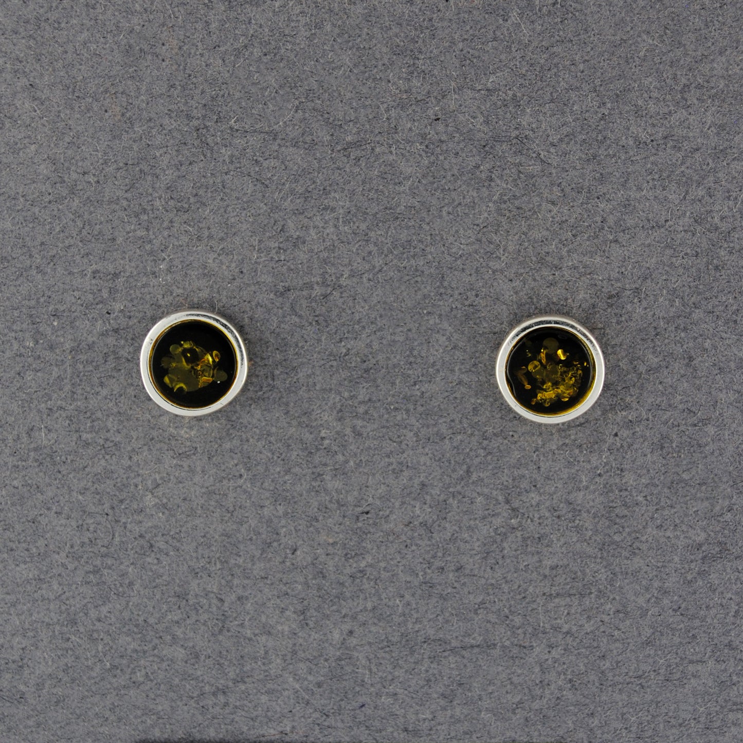 Green Amber Disc Post Earrings