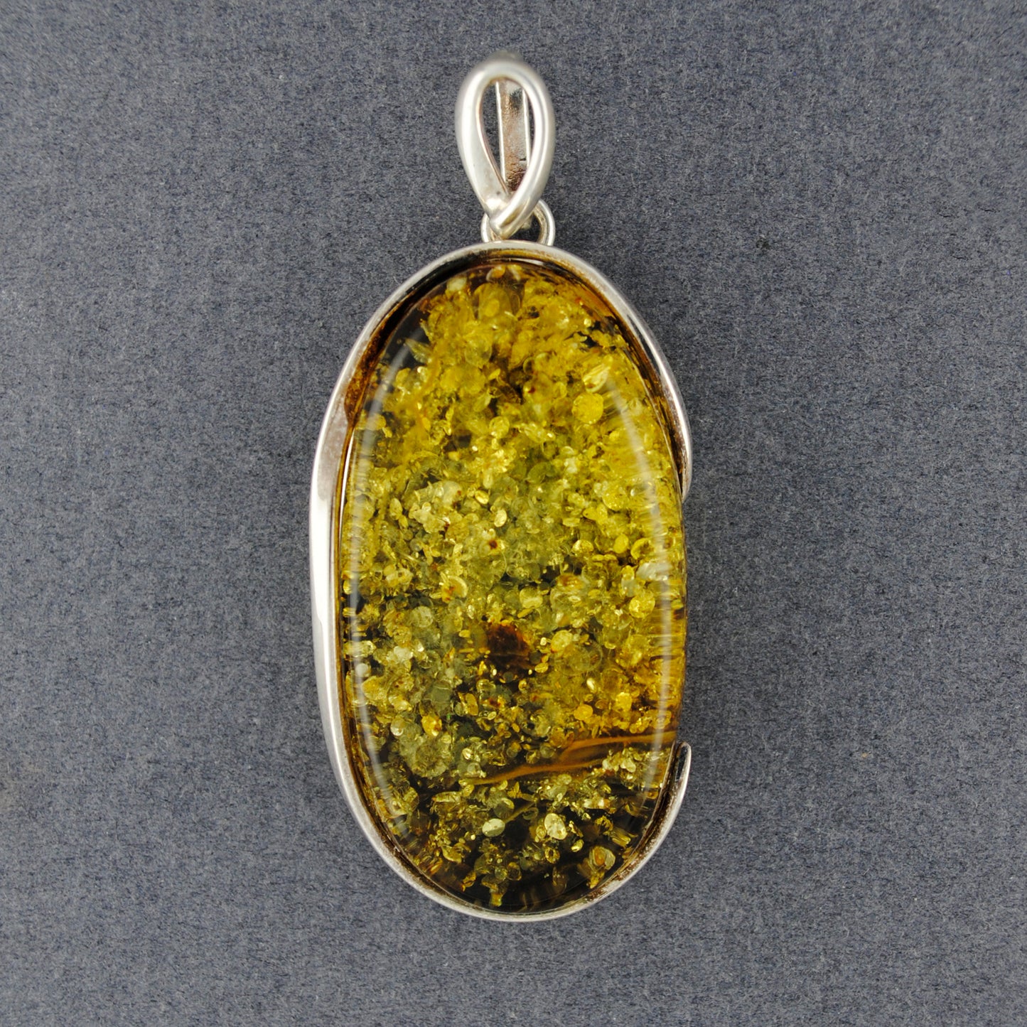 Green Amber Extra Large Oval Pendant