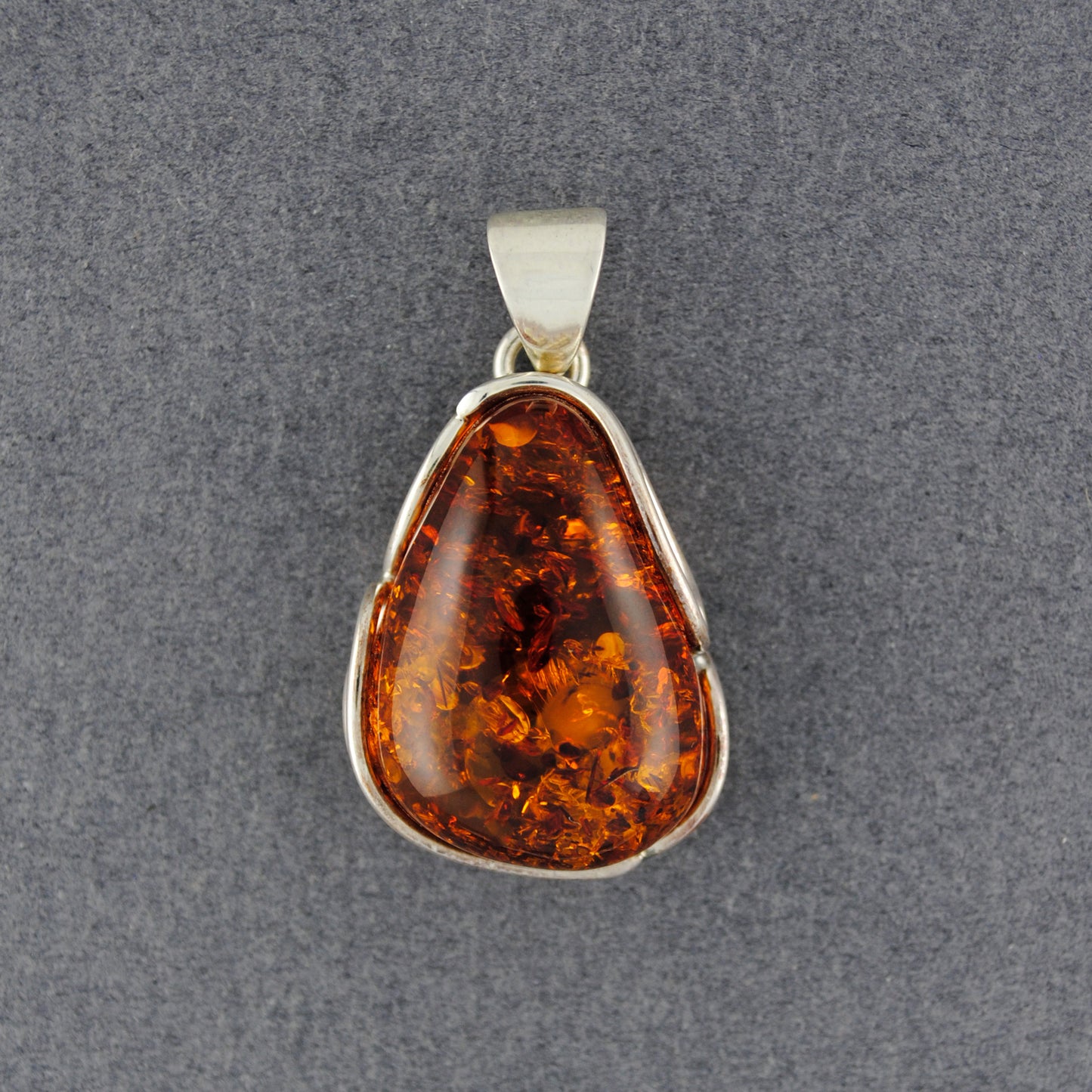 Amber Teardrop with Wavy Border Pendant