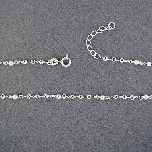 Sterling Silver Beaded Circle Link Anklet
