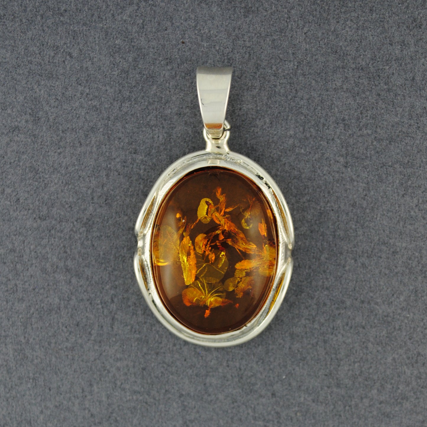 Amber Bezel Set Oval Pendant