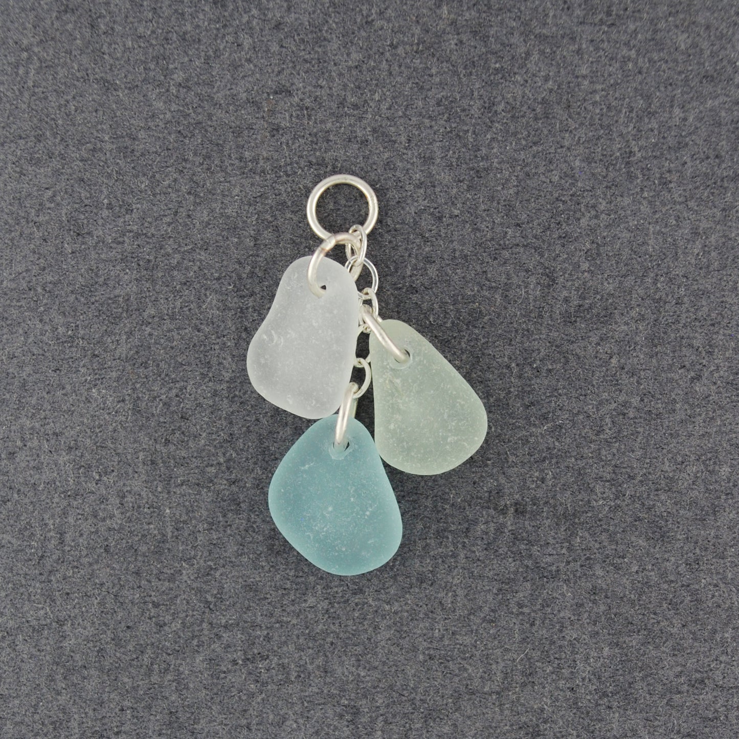 Sterling Silver Sky 3 Drop Sea Glass Pendant