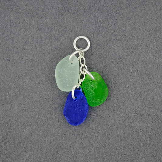 Sterling Silver 3 Drop Sea Glass Pendant