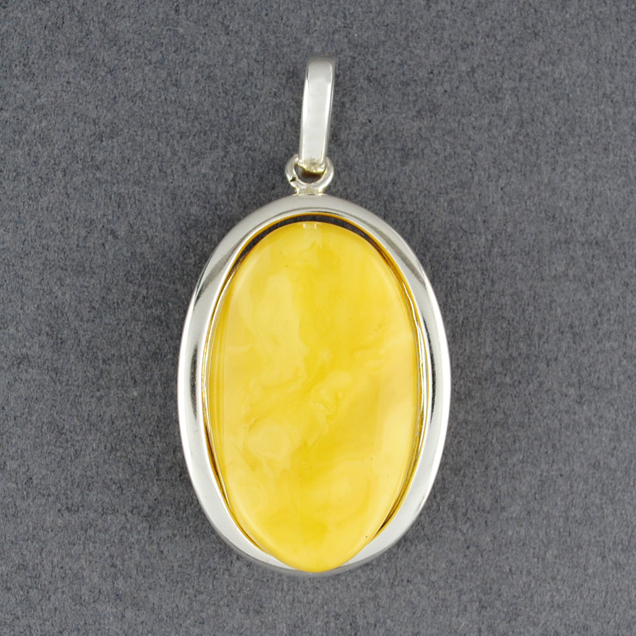 Butterscotch Amber Floating Oval Pendant