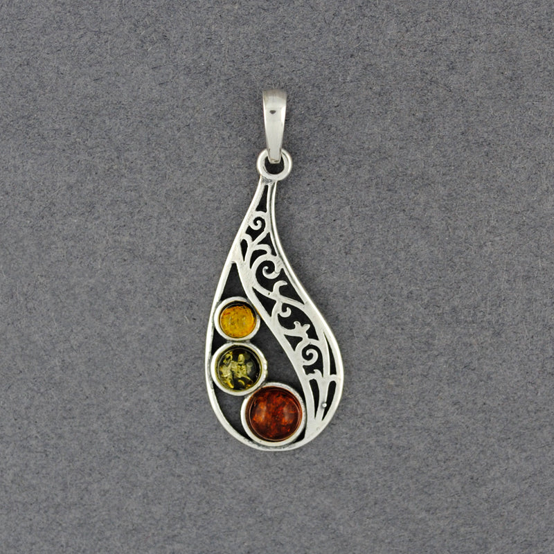 Amber Multi Color Teardrop Pendant